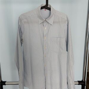 Uniqlo White and Blue Casual Button Down Shirt